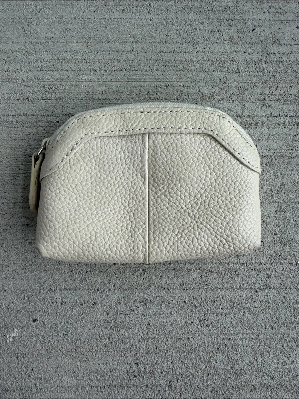 Vintage Brighton White Genuine Leather Coin Purse Heart Zip Wallet Change Pouch